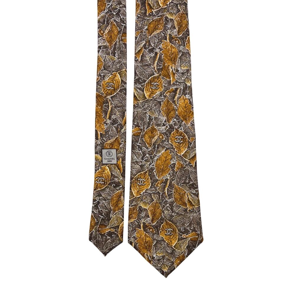 Chanel Leaf Camo Pattern Tie